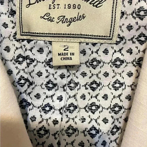 Lucky brand stylish tan casual day 2 nite long sleeve 2 button cream blazer 2 - Picture 3 of 5